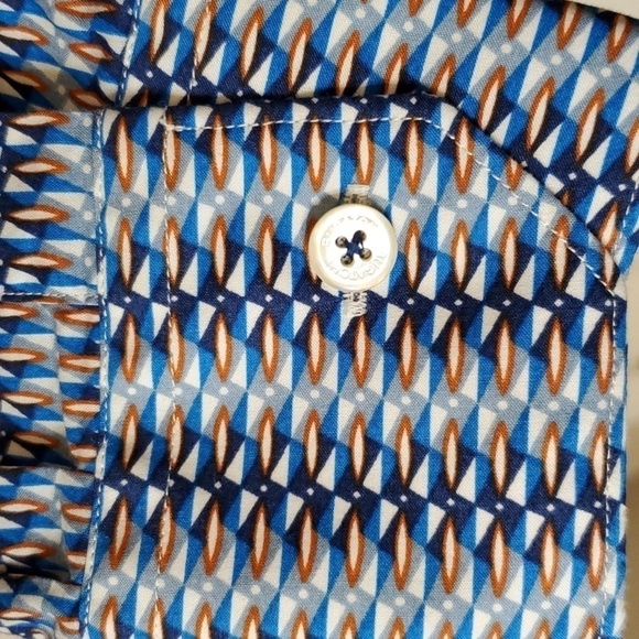 Bugatchi UOMO Slim fit blue graphic Print LS button down Size XL - Picture 9 of 11